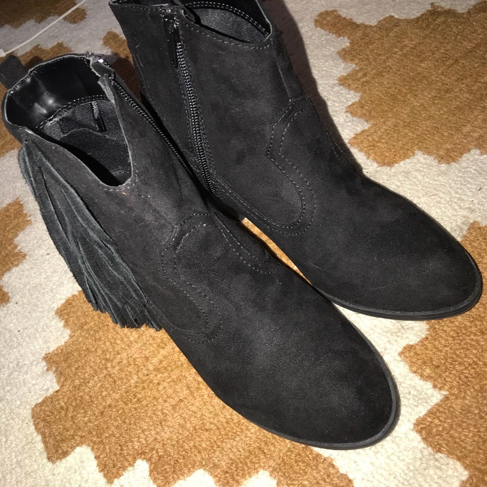 Black suede ankle booties