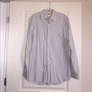Lacoste White and Blue Striped Button Down
