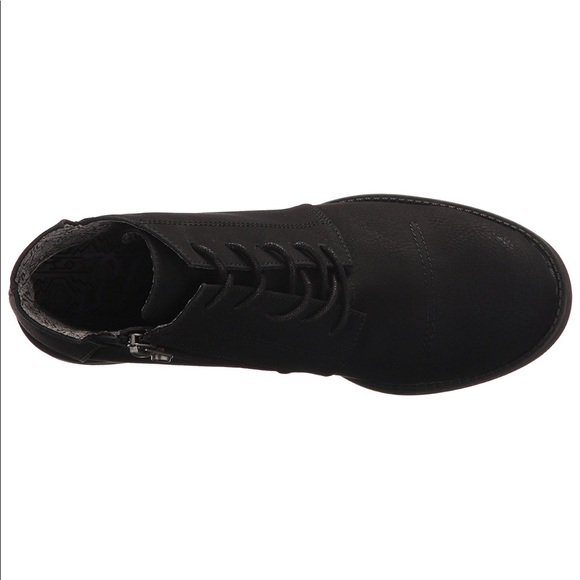 Black Matt Finish Lace Up Combat Moto Winter Boot - Picture 4 of 5