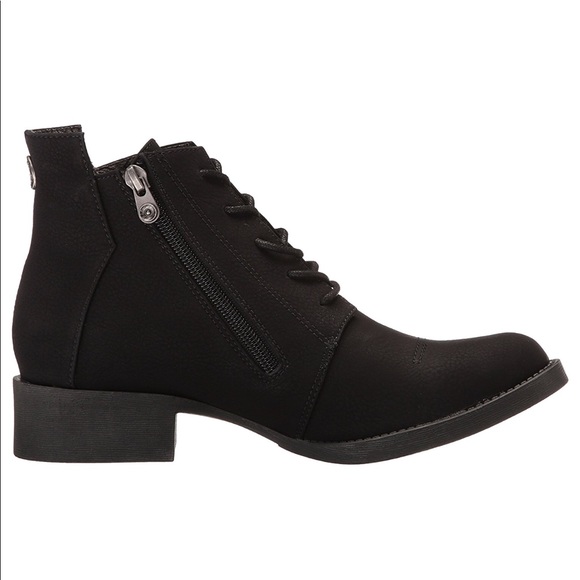 Black Matt Finish Lace Up Combat Moto Winter Boot - Picture 5 of 5