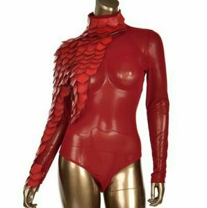 PU Leather Patch bodysuit