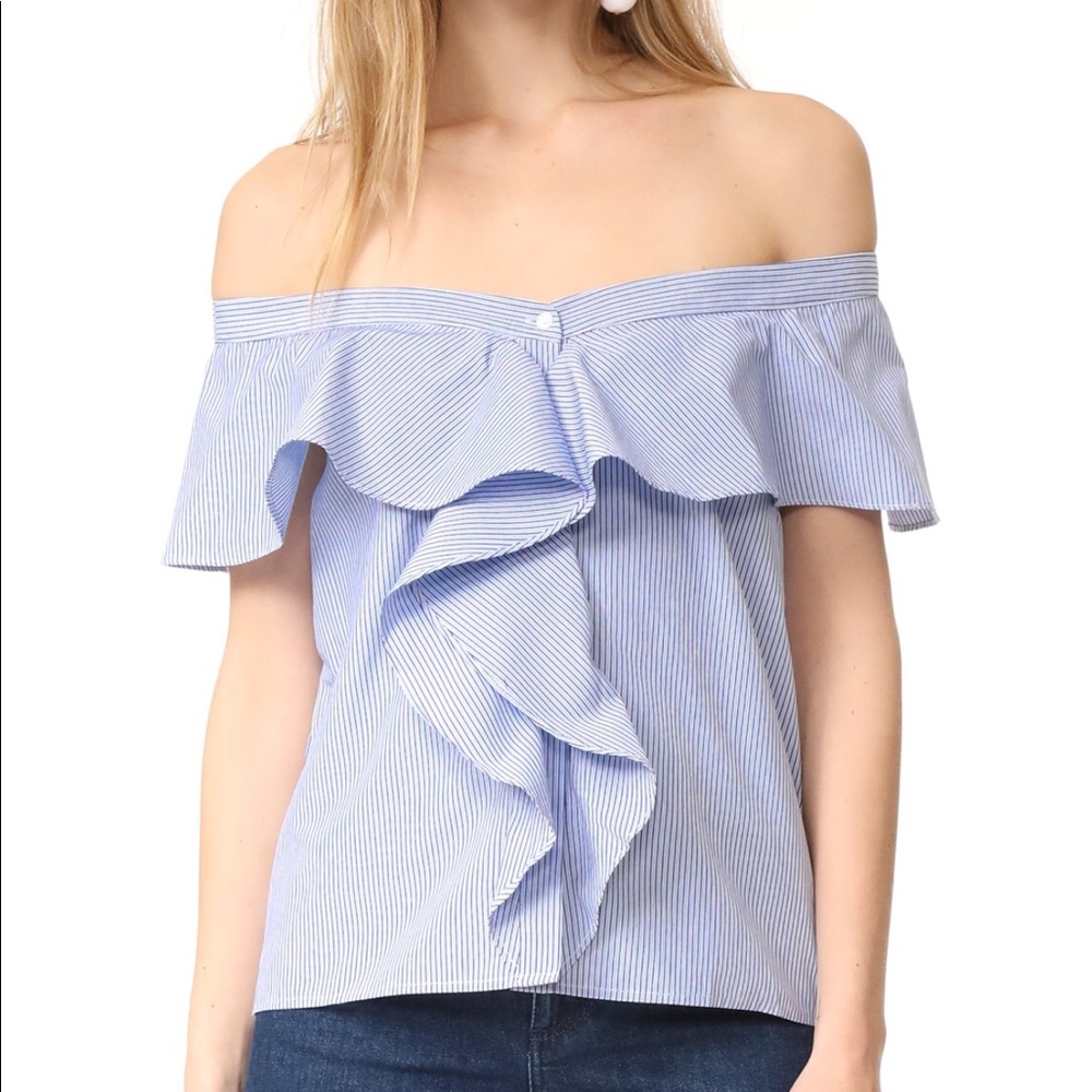 Ruffle cold shoulder top