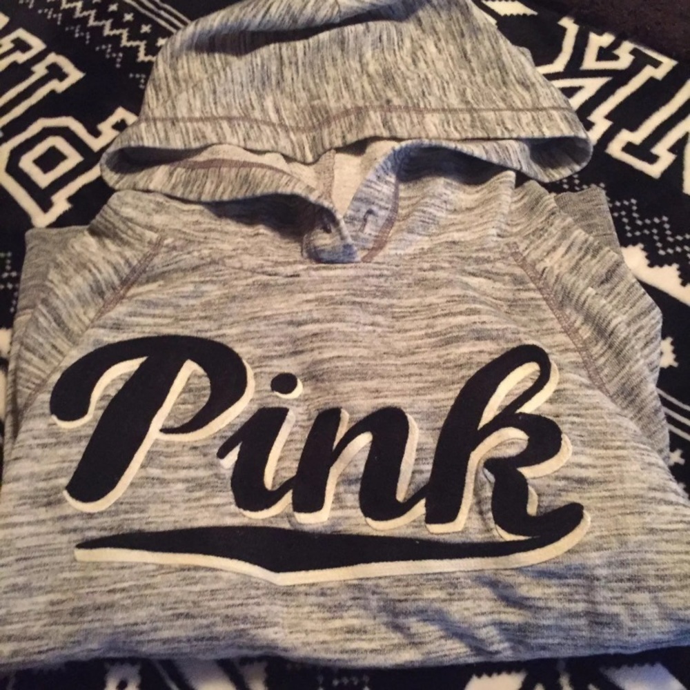 EUC-Marled Grey Pink Logo Hoodie