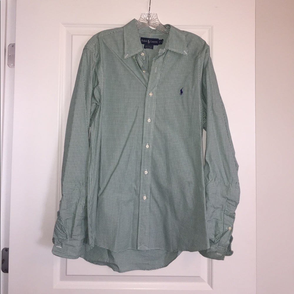 Ralph Lauren Green and White Checkered Shirt
