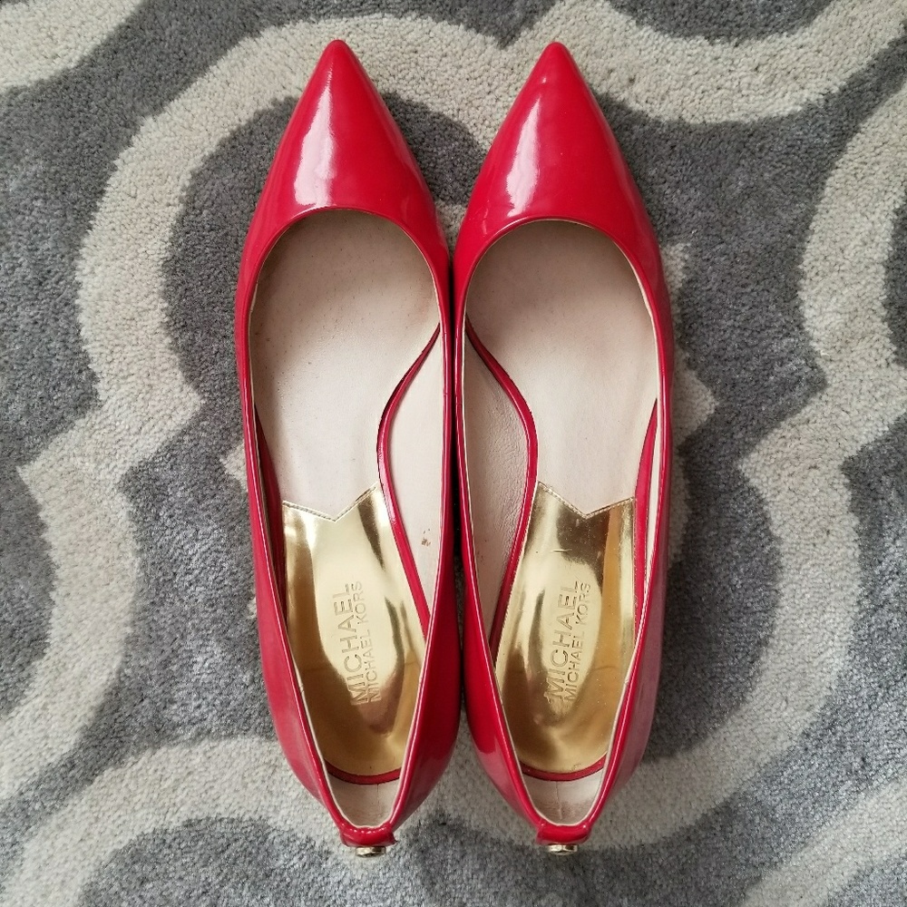 Michael Kors patent leather kitten heel pumps
