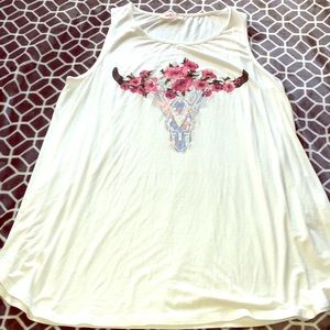 Floral Crown Bull Skull Tank