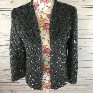 Ann Green vintage medium gray open front cardigan