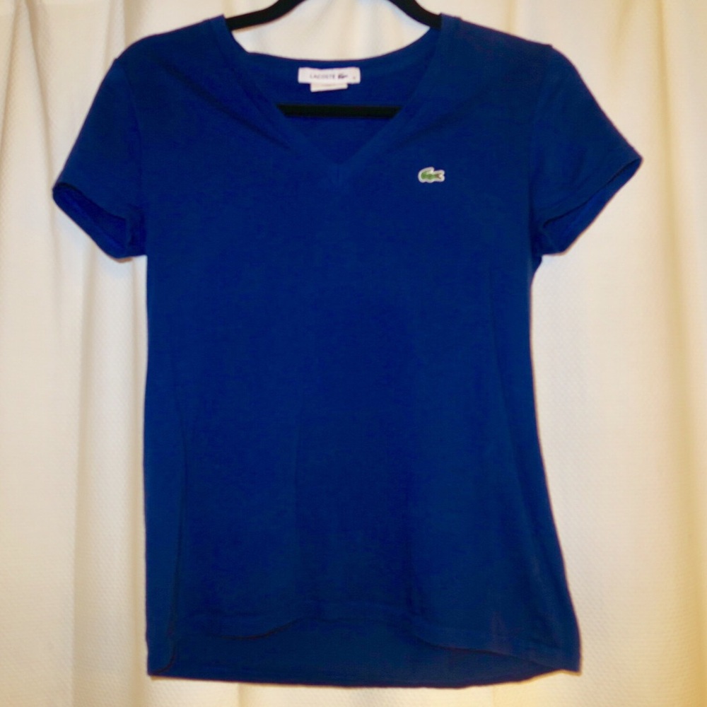Blue short sleeve v neck shirt top