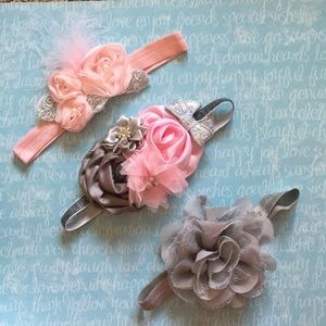 Three 0-13 month infant headbands