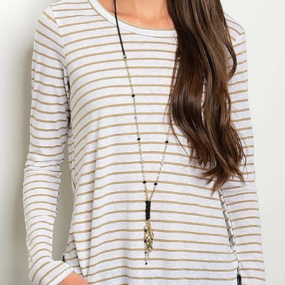 White and gold striped shirt