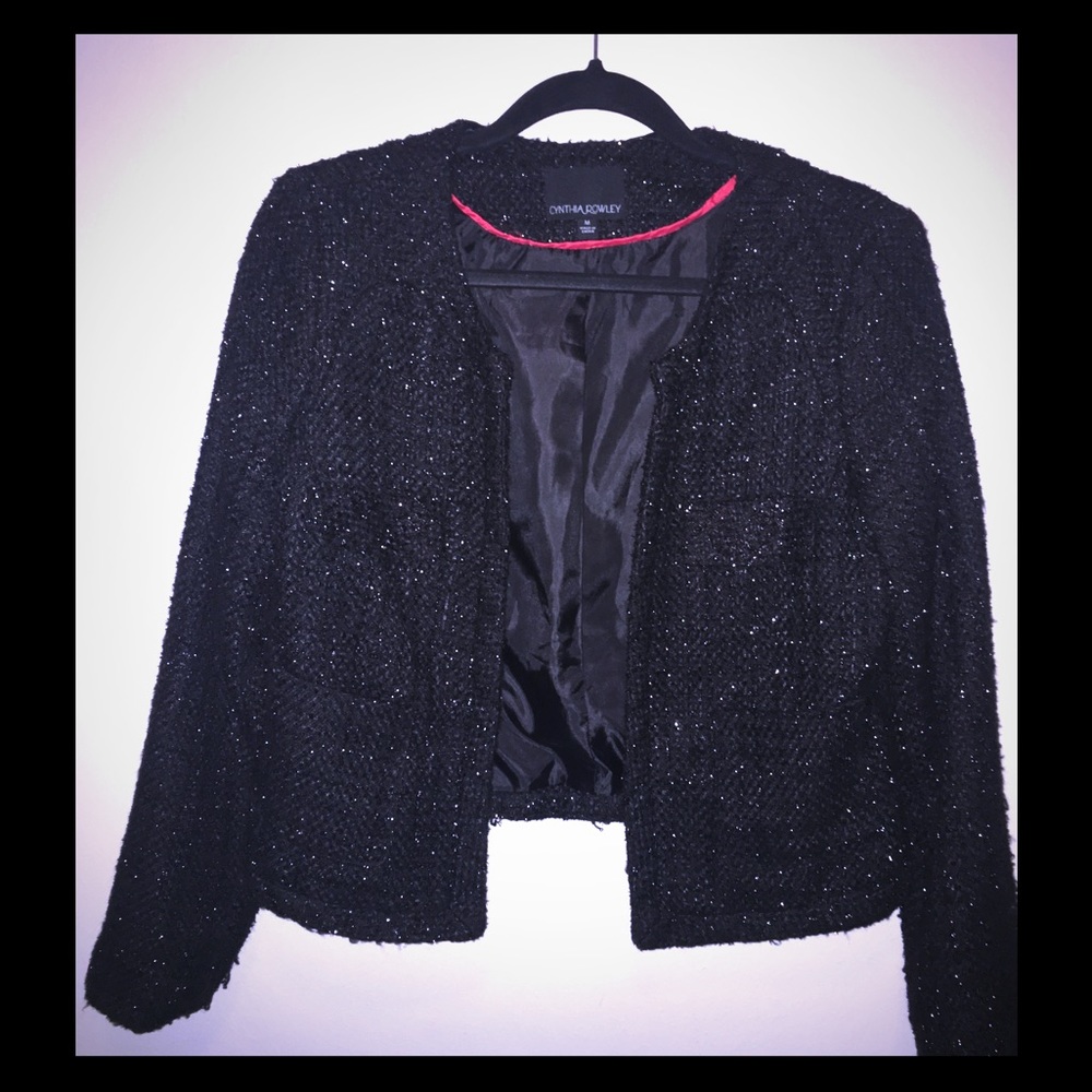Cynthia Rowley Black Sparkly Blazer