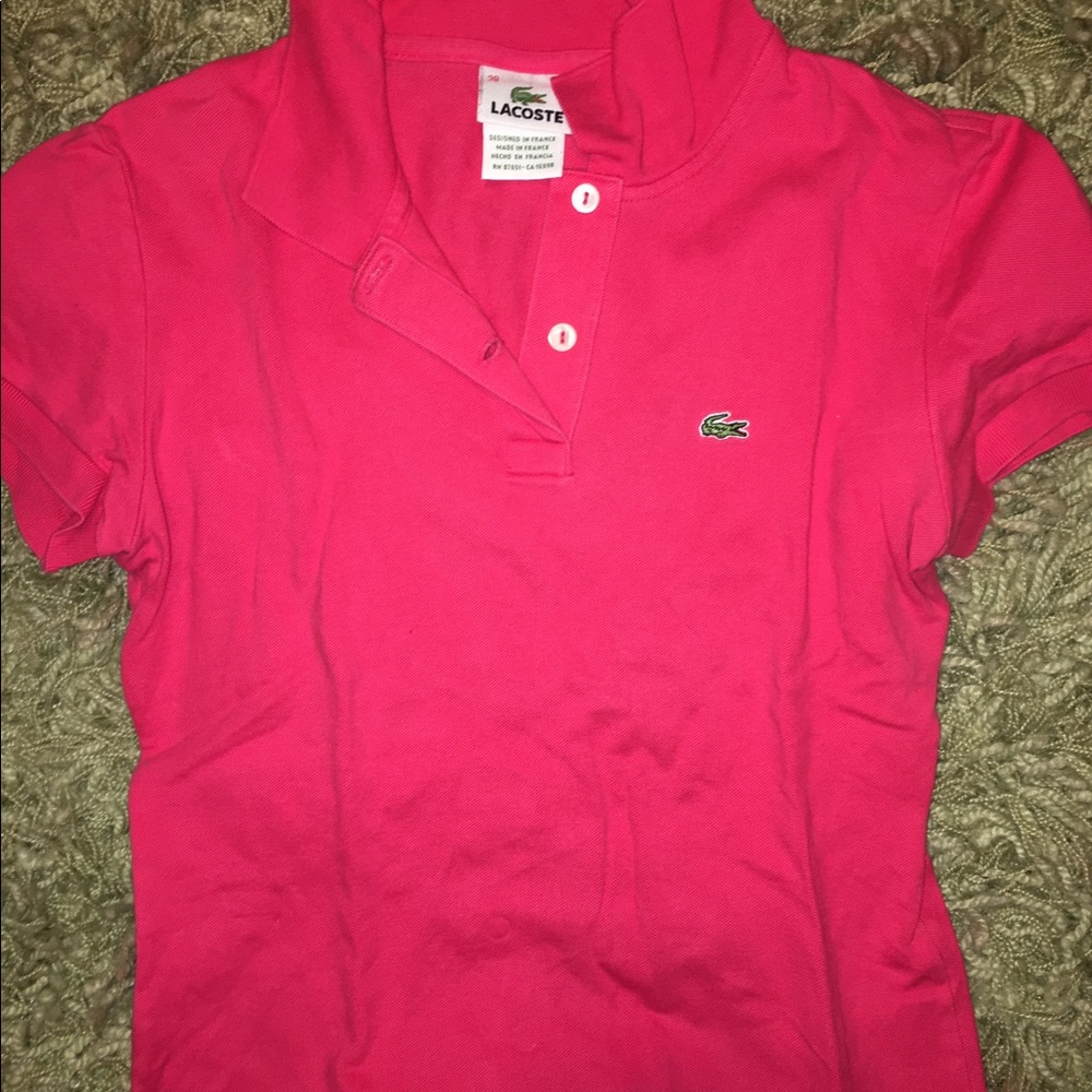 Short sleeve. Bright coral color