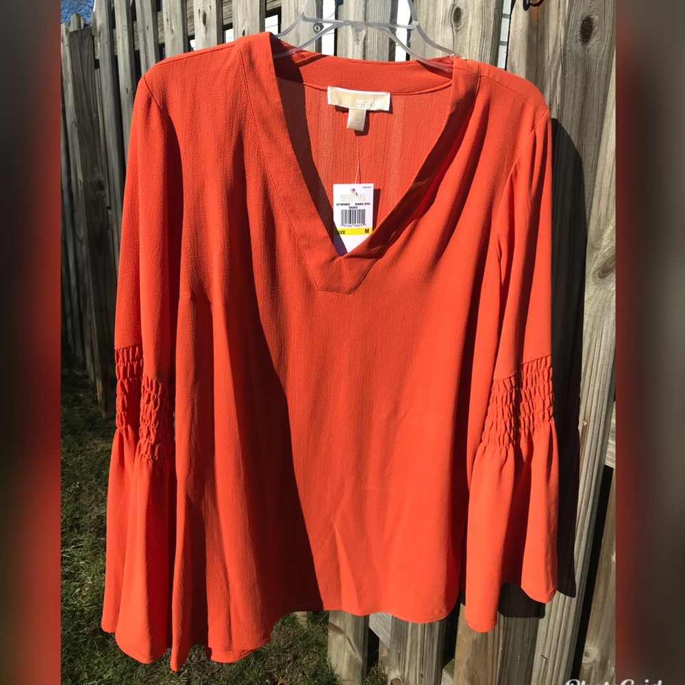 Michael Kors Orange Spice Long Sleeve Top