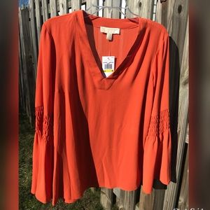 Michael Kors Orange Spice Long Sleeve Top