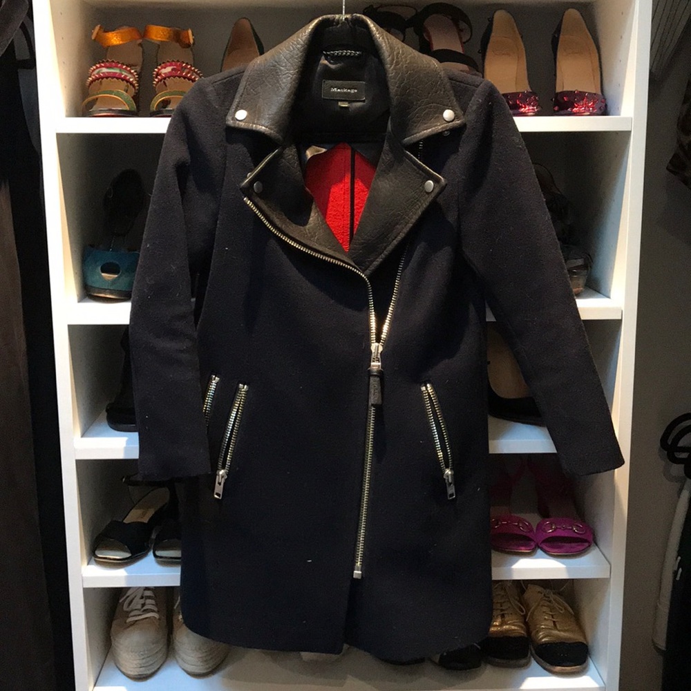 ❗️SOLD❗️Mackage Leather Collar Wool Coat