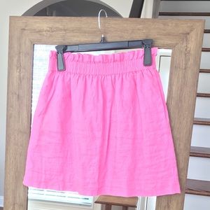 J Crew Linen Elastic Waist Skirt with Pockets