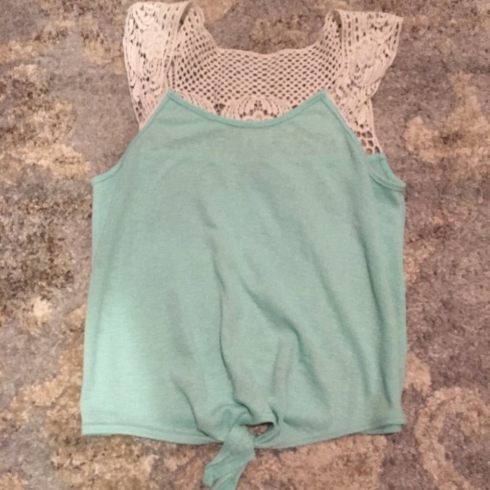Mint tank with crochet back