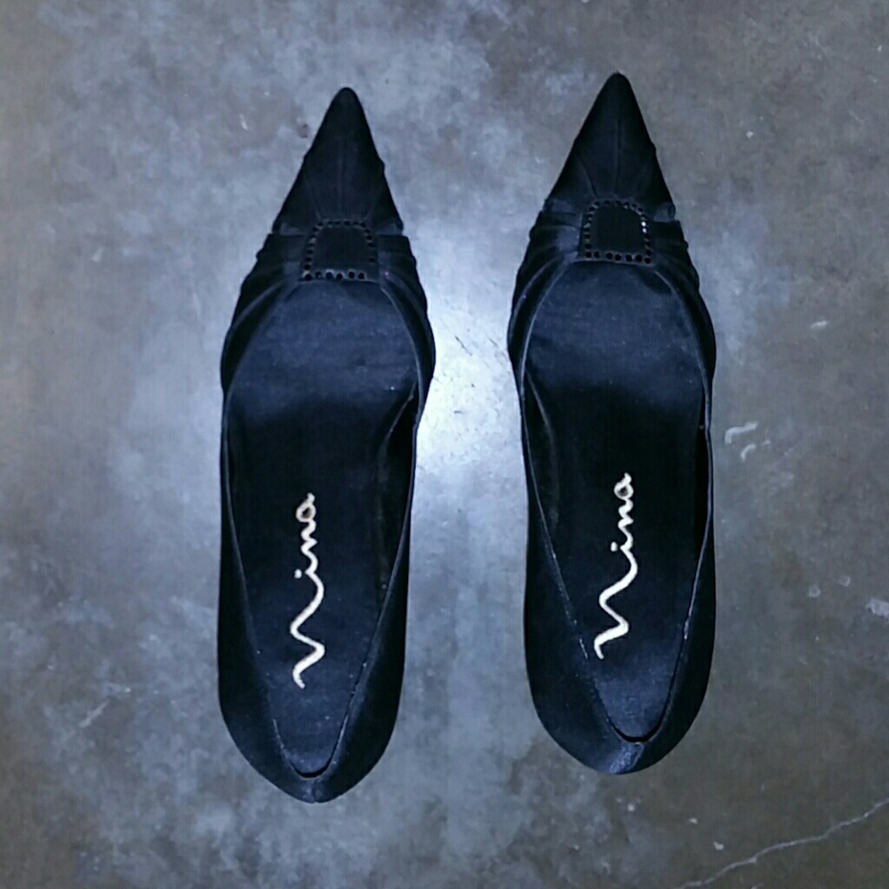 Black Satin Formal Shoes