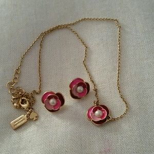 kate spade rose pearl earring necklace jewelry set