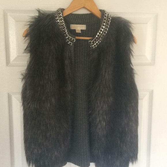 MICHAEL Michael Kors Dark Grey Faux Fur Vest - Picture 1 of 6