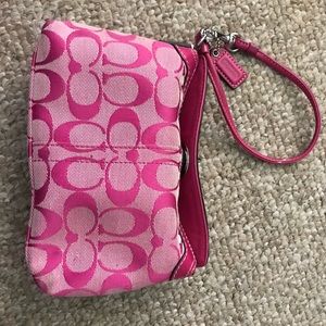 Coach hot pink wristlet