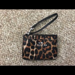 Coach mini leopard print card case