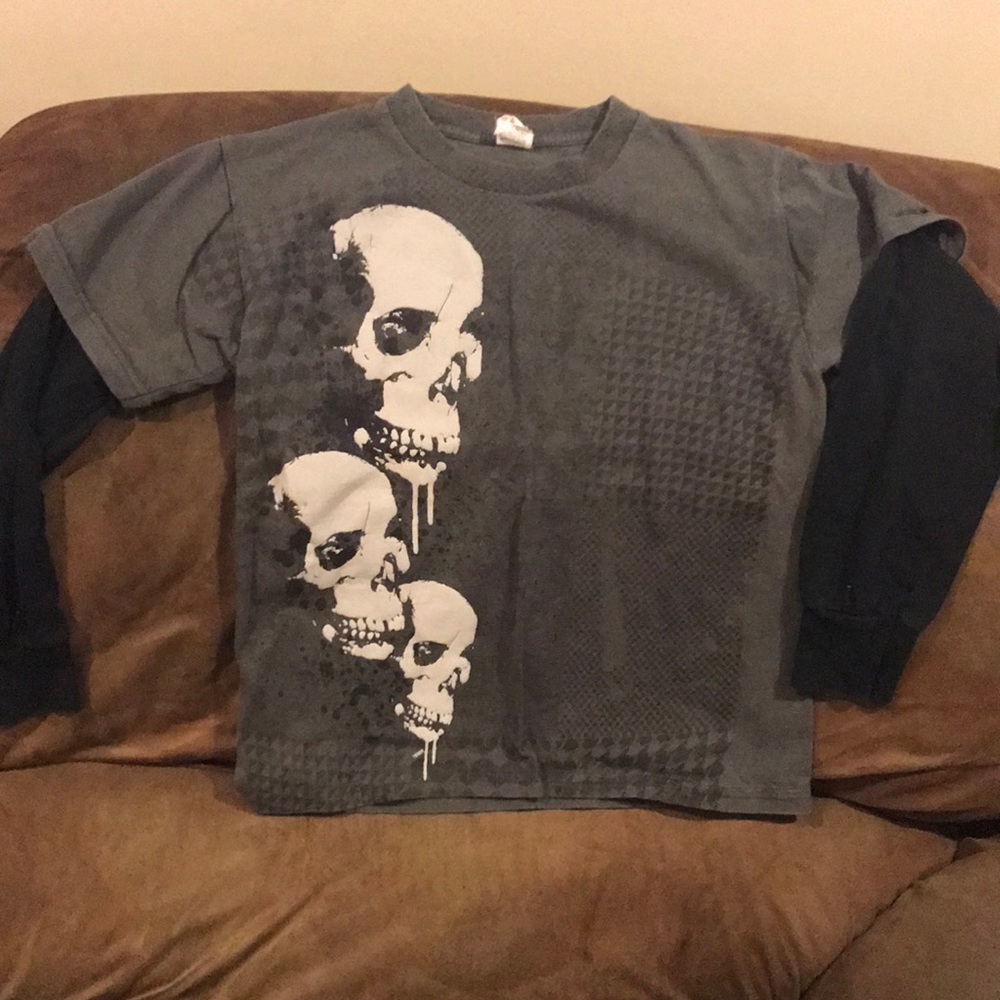 Boys long sleeve tee skull shirt with tee shirt