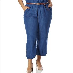 Denim sleeveless jumpsuit