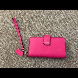 Coach hot pink tech wallet