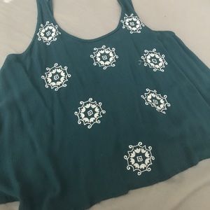 La hearts teal crop top blouse