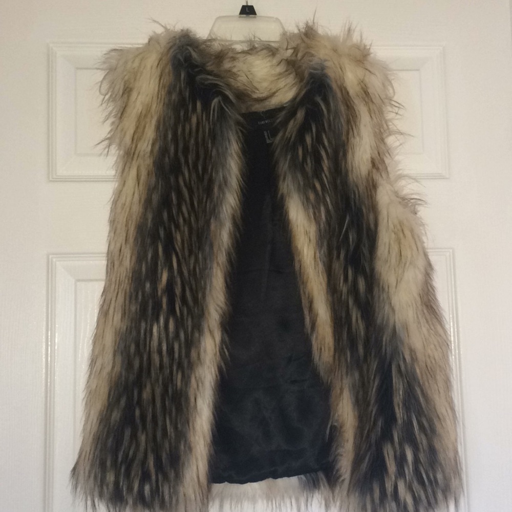 Tan Cream Faux Fur Vest