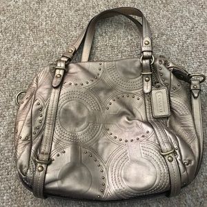 Coach metallic tote bag
