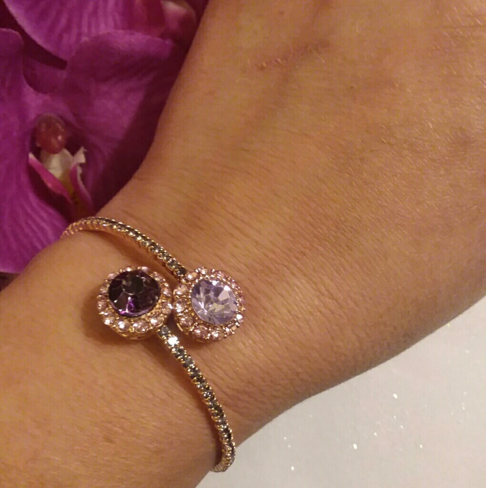 Lavender and Violet Crystal Bangle