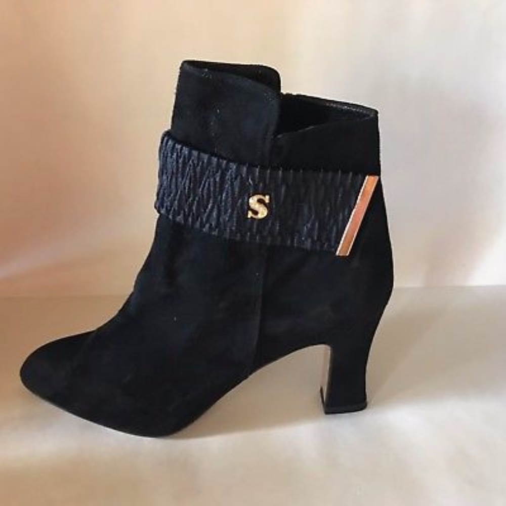 Italian Black Sauro Black Suede Ankle Boot