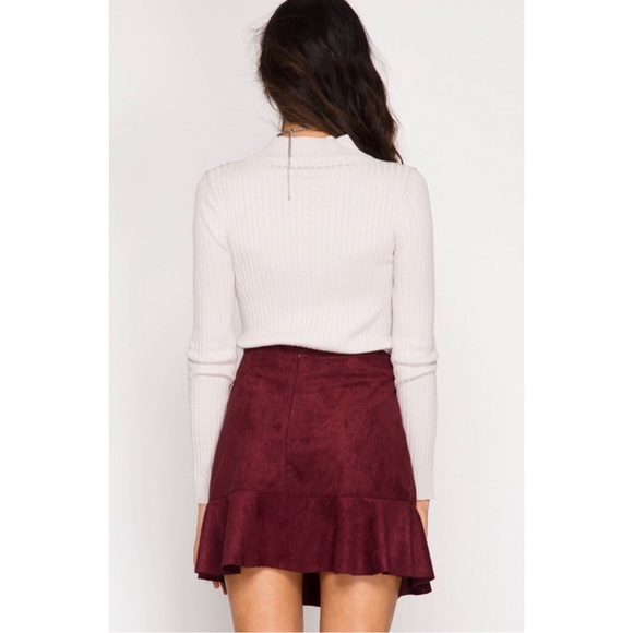 Faux Suede Mini Skirt - Picture 2 of 4