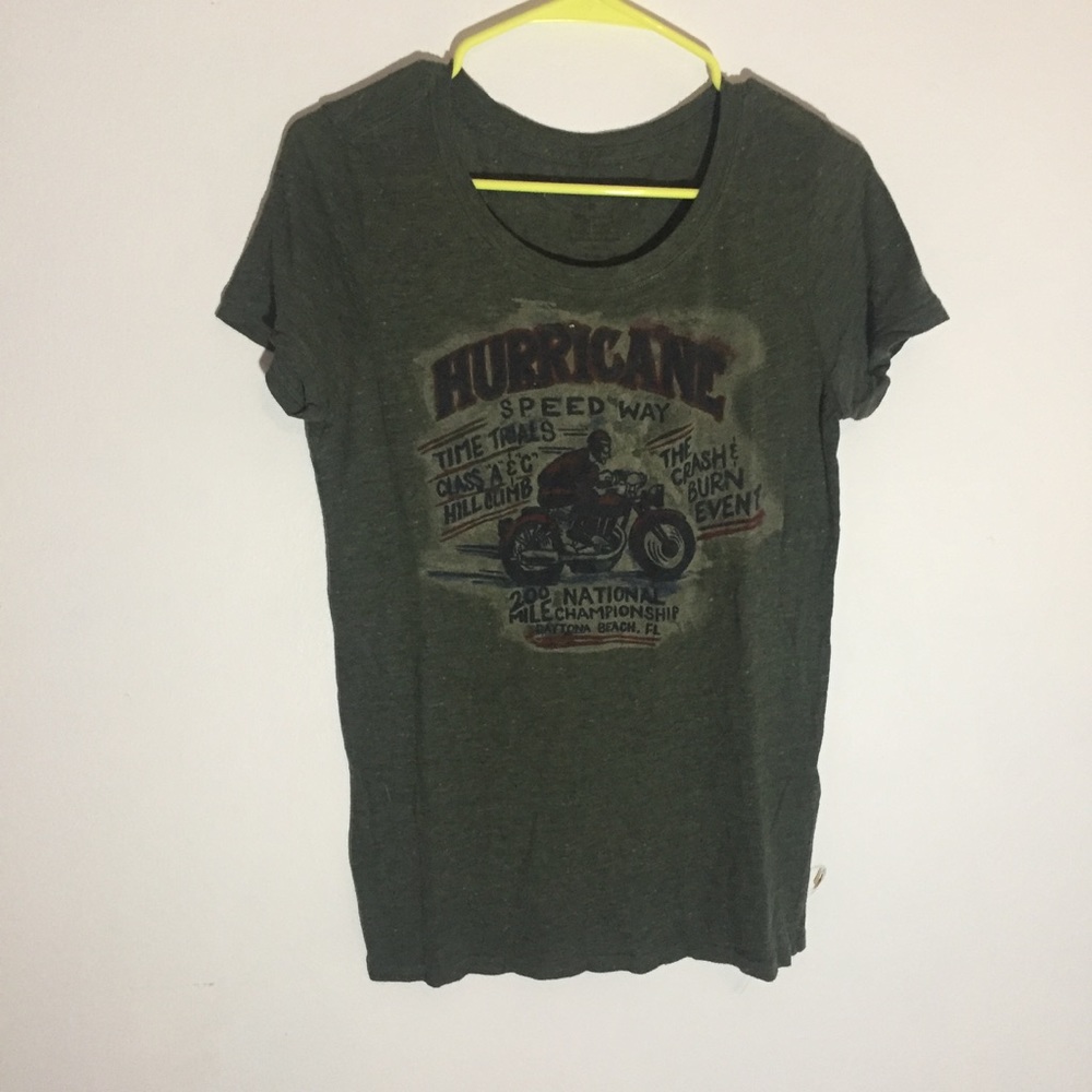 Lucky brand army green motorcycle graphic tee
