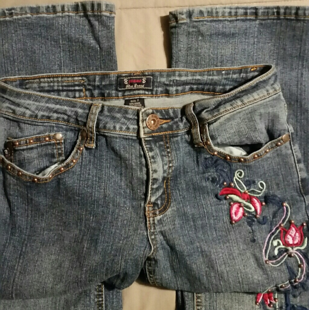 Blue Brand Embellished Jeans