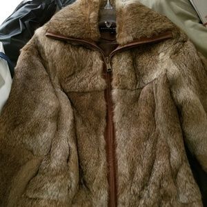 Andrew marc rabbit fur zip up jacket