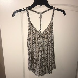 Buckle tank top with beading along straps