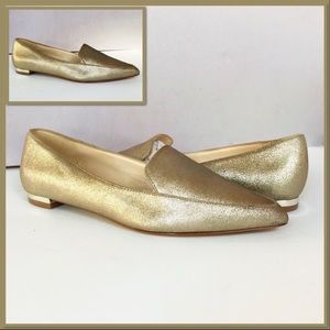 Nine West Abay Pointed Toe Flats Metallic Gold