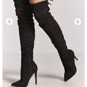 Faux Suede over the knee heel boots