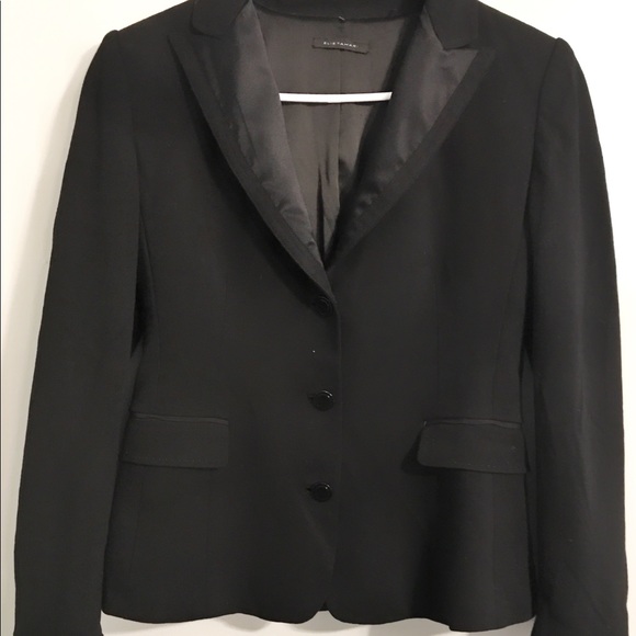 Elie Tahari Black Stretch Tuxedo Detail Blazer - Picture 5 of 7