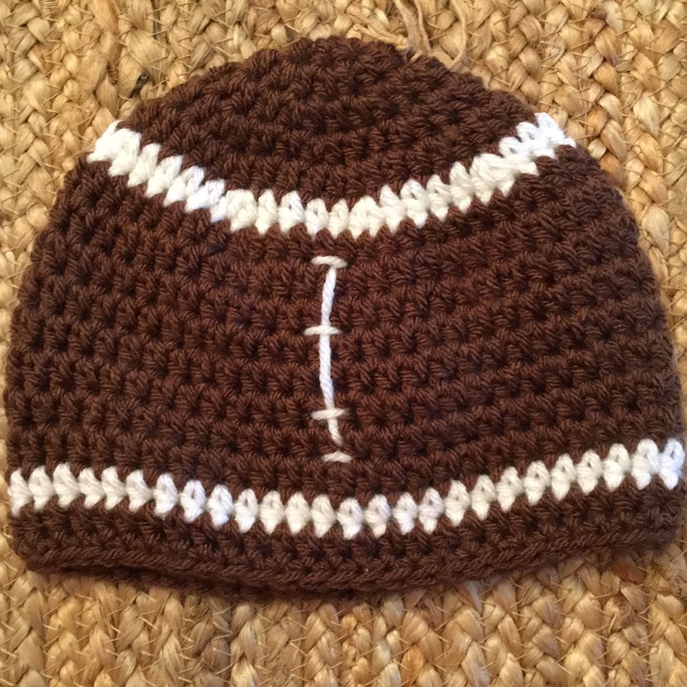 Crochet football beanie