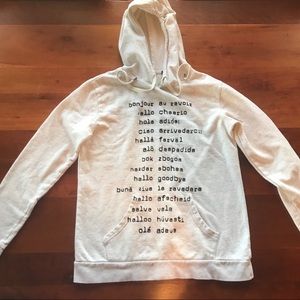 “Hello, goodbye” sweatshirt and 14 languages