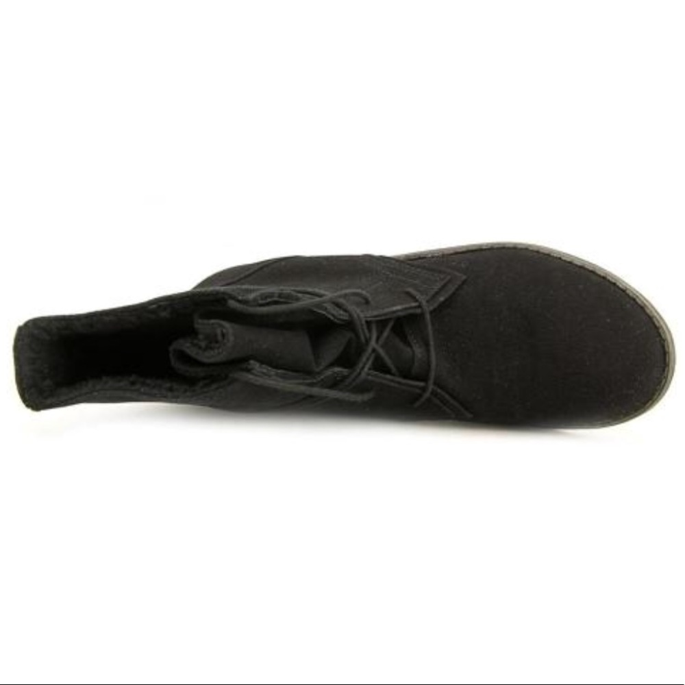 Black Folded Cuffed Faux Shearling Combat Boots - Picture 6 of 6