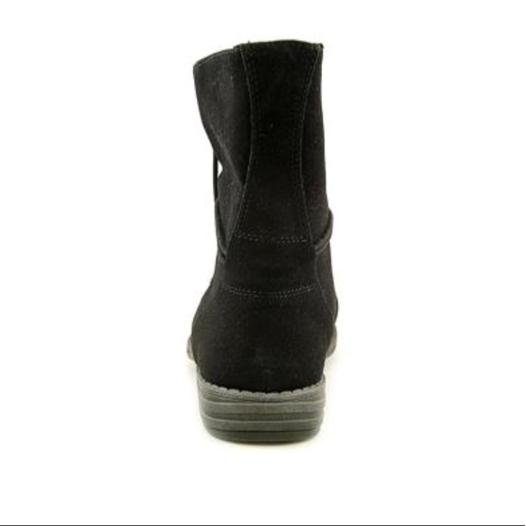 Black Folded Cuffed Faux Shearling Combat Boots - Picture 5 of 6