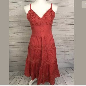 Apt 9 lace dress Sz 10 Orange Lined v Neck empire