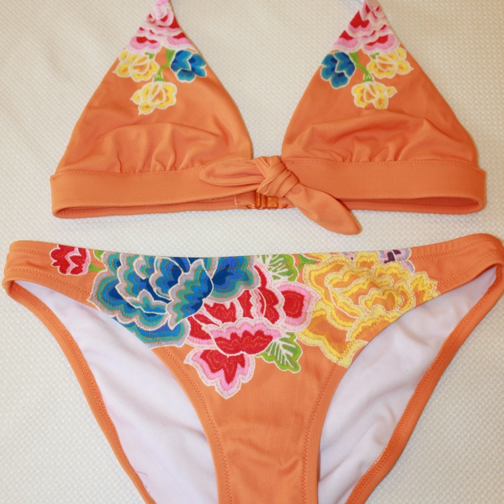 Victoria Secret small flower orange bikini set
