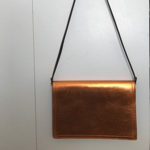 Zara bronze large clutch with strap