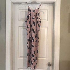 Light Pink Dress with Black and White Feathers